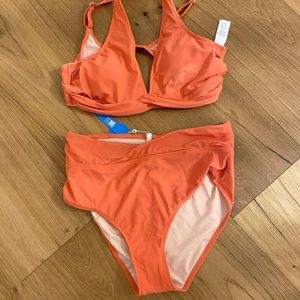 Cupshe high waisted coral bikini - Large